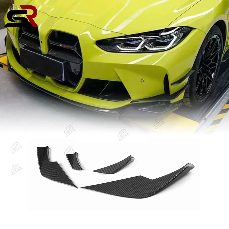 For BMW M3 G80 M4 G82 2021+ Carbon Fiber Front Bumper Diffuser Splitter Duck Tongue Side Wing Fascia Body Kit