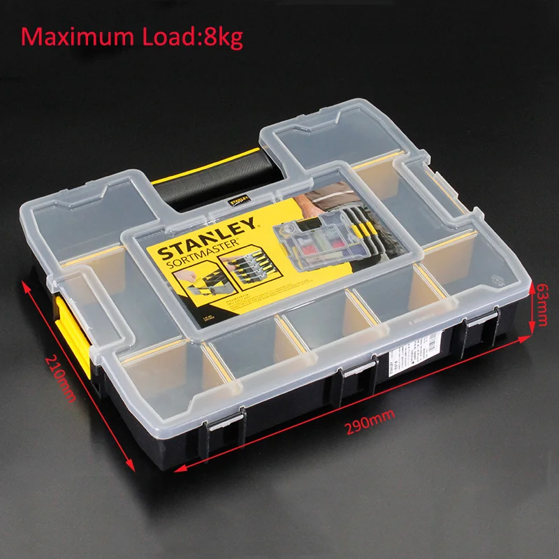 Stanley Removable Dividers Plastic Tool Case Organizer Box Small Parts Compartment Storage Containers For Electrician Accessory