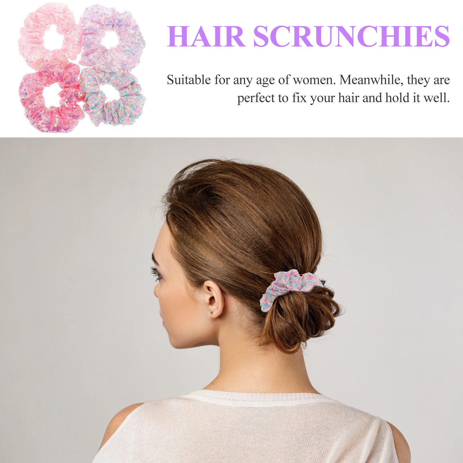 

4pcs LED Colored Hair Ropes Luminous Elastic Scrunchies Glowing Hairbands Girl Accessories Halloween Christmas