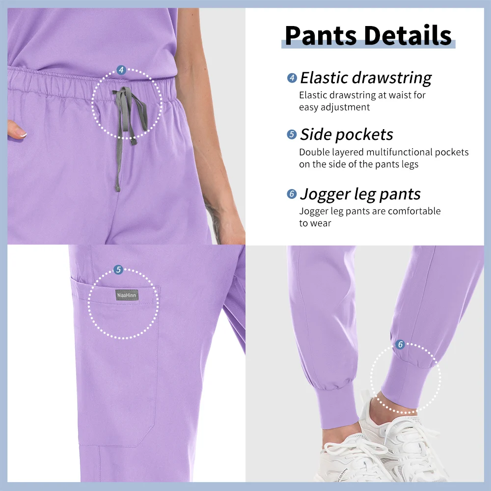 Toelettatura per animali domestici Abiti da lavoro per medico Scrub di alta qualità Uniforme Pantaloni da jogging Abbigliamento da lavoro infermieristico Assistenza sanitaria Accessori per la scuola medica