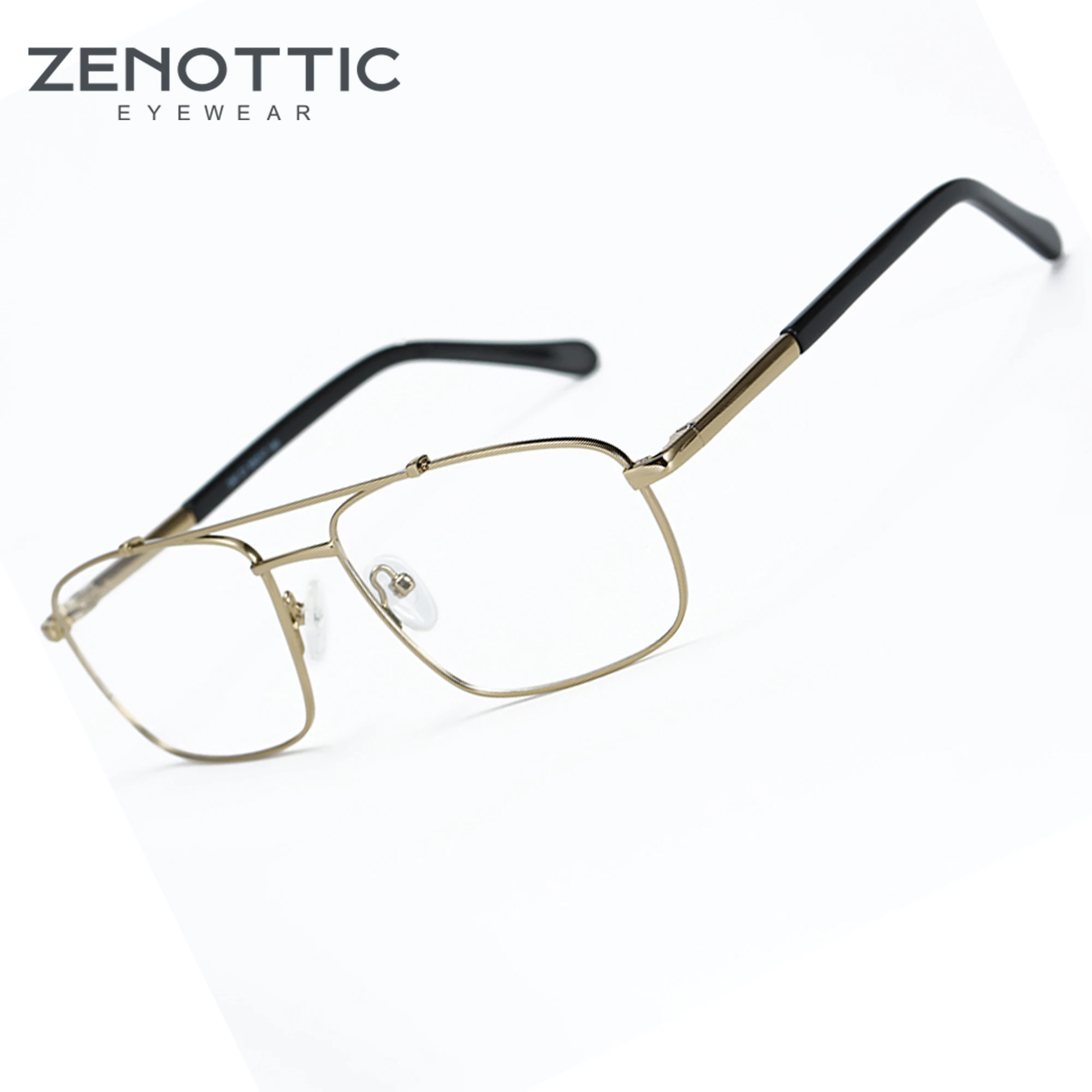 

ZENOTTIC 2024 Fashion Double Bridge Optical Glasses Frame Luxury Brand Design Eyewear Ultralight Metal Alloy Eyeglass