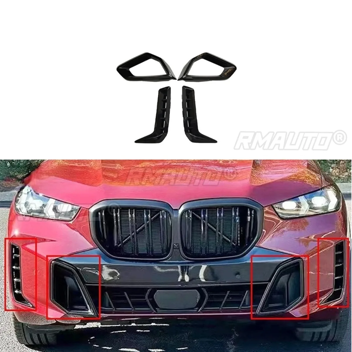 

For BMW X5 G05 M60 Car Front Bumper Grill Vent For BMW X5 G05 M60 2023 Bumper Side Splitter Air Vent Outlet Covers Body Kit