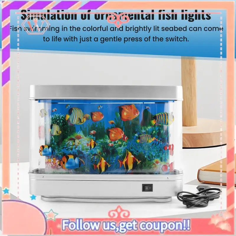 

Upgraded Night Light Dynamic Virtual Ocean Dolphin Artificial Tropical Landscape Cute Room Decoration EU Plug