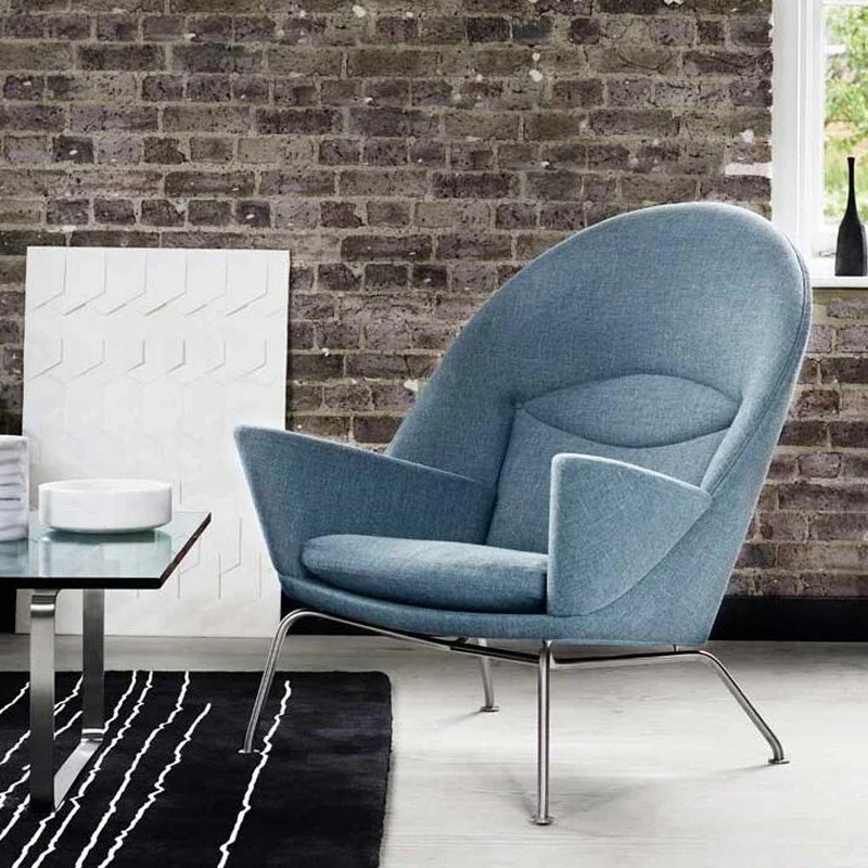 كرسي ترفيهي فردي من القماش الفاخر الخفيف، كرسي منزلي أساسي مريح من القطن عالي الارتداد #2