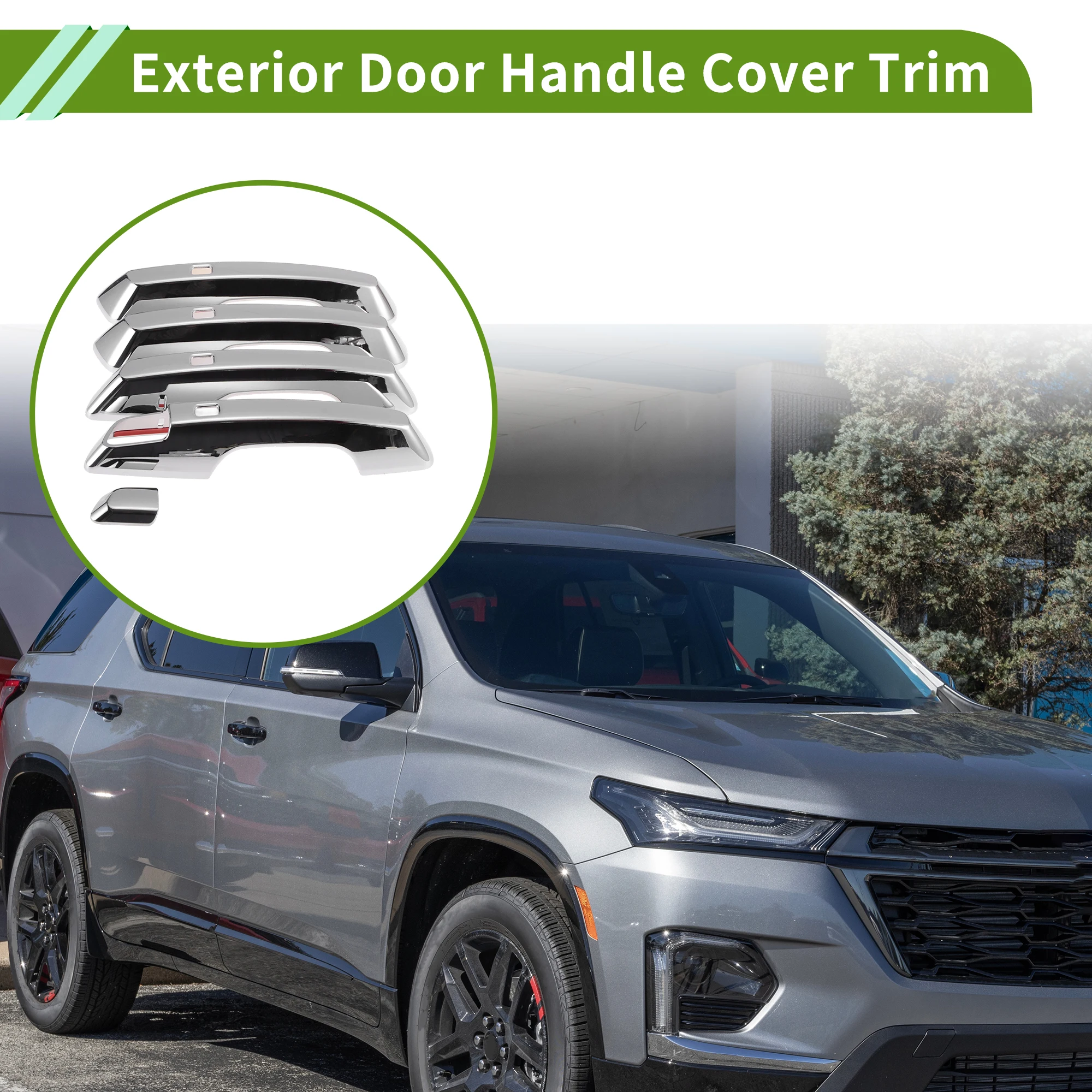 

Накладки на внешние ручки дверей UXCELL (левая и правая) для Chevrolet Traverse 2024-2025 с отверстием для бесключевого доступа, хромированные