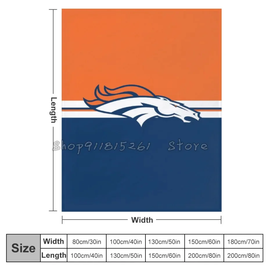 Rugby Denver Broncoes Throw Blanket Fuzzy Warm Throws for Winter Bedding3D Printing Soft Micro Fleece Blanket