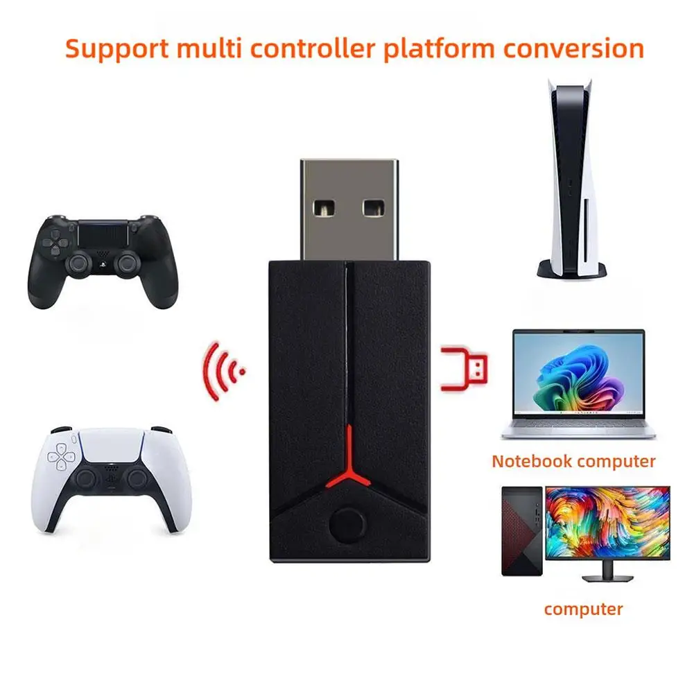 อะแดปเตอร์คอนโทรลเลอร์ไร้สาย USB สําหรับ PS5 อะแดปเตอร์บลูทูธสําหรับ PS5 Pro Slim PC อุปกรณ์เล่นเกมมืออาชีพสัญญาณที่มีเสถียรภาพ