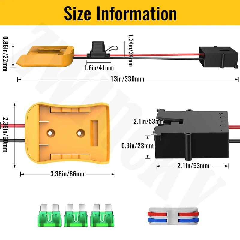 Battery Adapter For DEWALT 18V/20V Battery Dock Power Connector With 12 Awg Wires Connectors Adapter Tool DIY Accessories