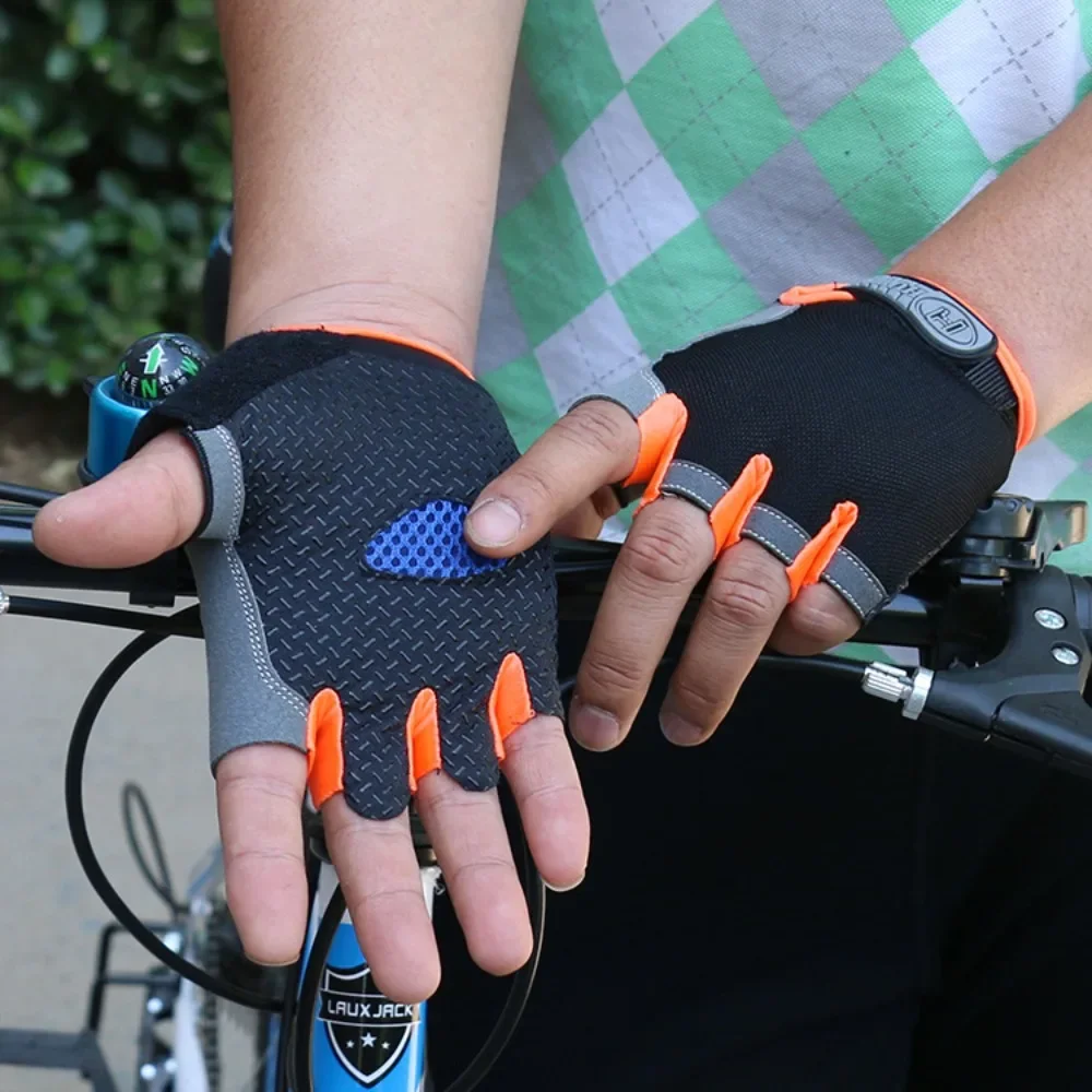 Guantes de ciclismo para hombre y mujer, Manoplas sin dedos para levantamiento de pesas, gimnasio, Bmx, Mtb, accesorios de bicicleta