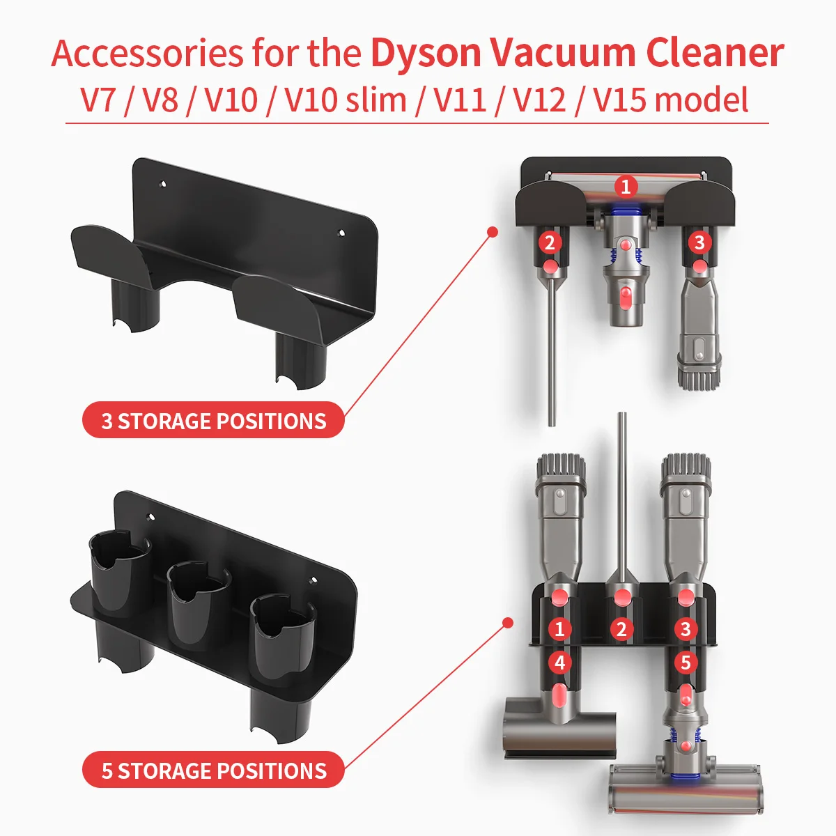 Vacuum Cleaner Attachments Organizer for Dyson V7 V8 V10 V11 V12 V15 Accessories Holder Stand Vacuum Cleaner Tool Nozzle Base