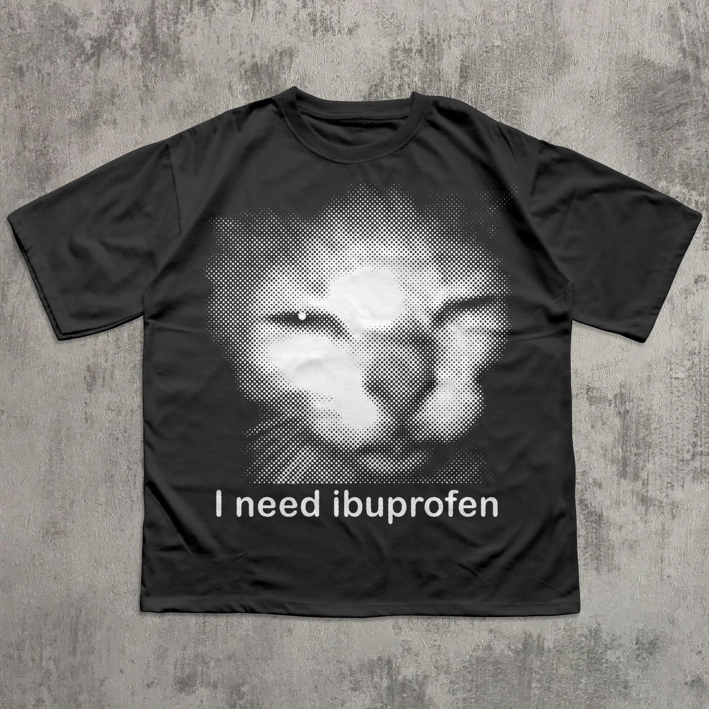 Ich brauche Ibuprofen Lustiges Vintage-Grafik-Katzen-T-Shirt Unisex-Baumwollhemd Silly Kitten T-Shirt Meme Shirts Ironic Tees