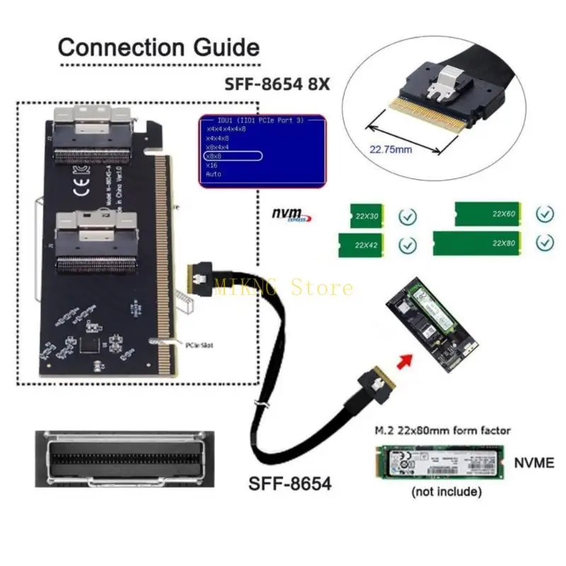PCIe4.0 X16 To SFF8654 8I Adapter Supports Fast Speed Data Transfer Up To 64Gbps Compatibles Drive And GPU Best Sale