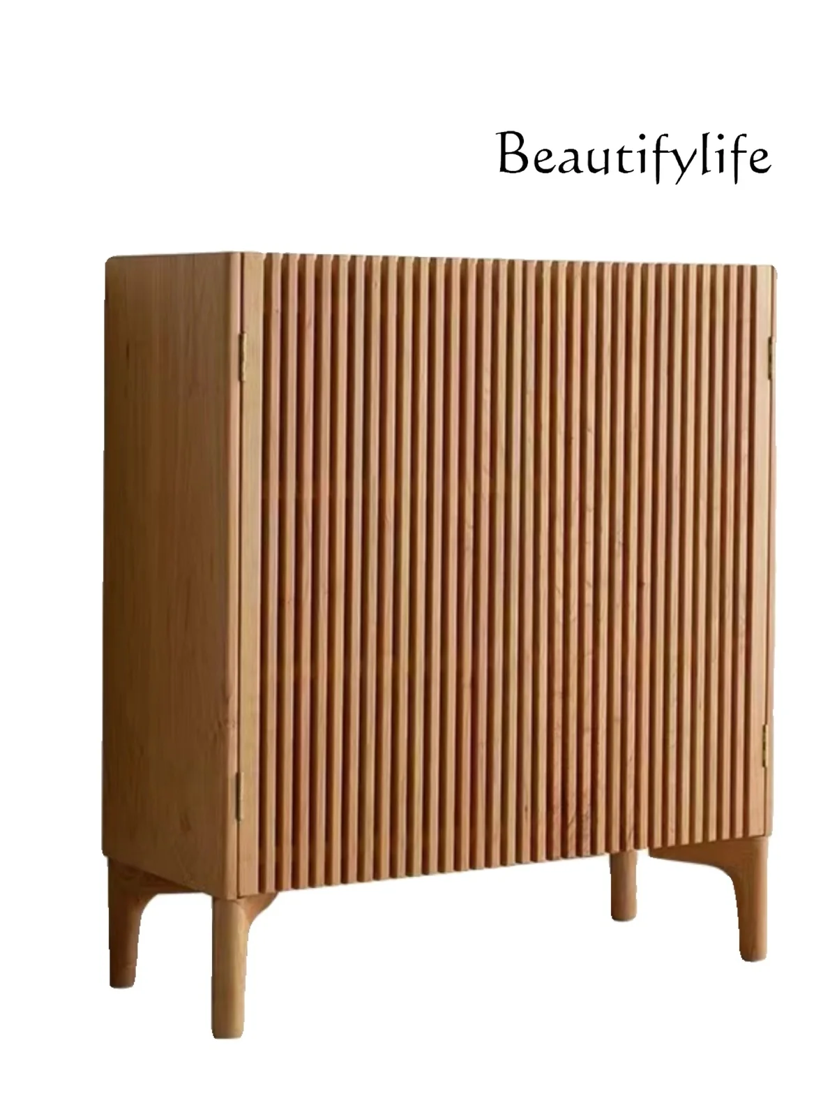 

North American cherry wood grille against the wall solid wood shoe cabinet simple large capacity door locker