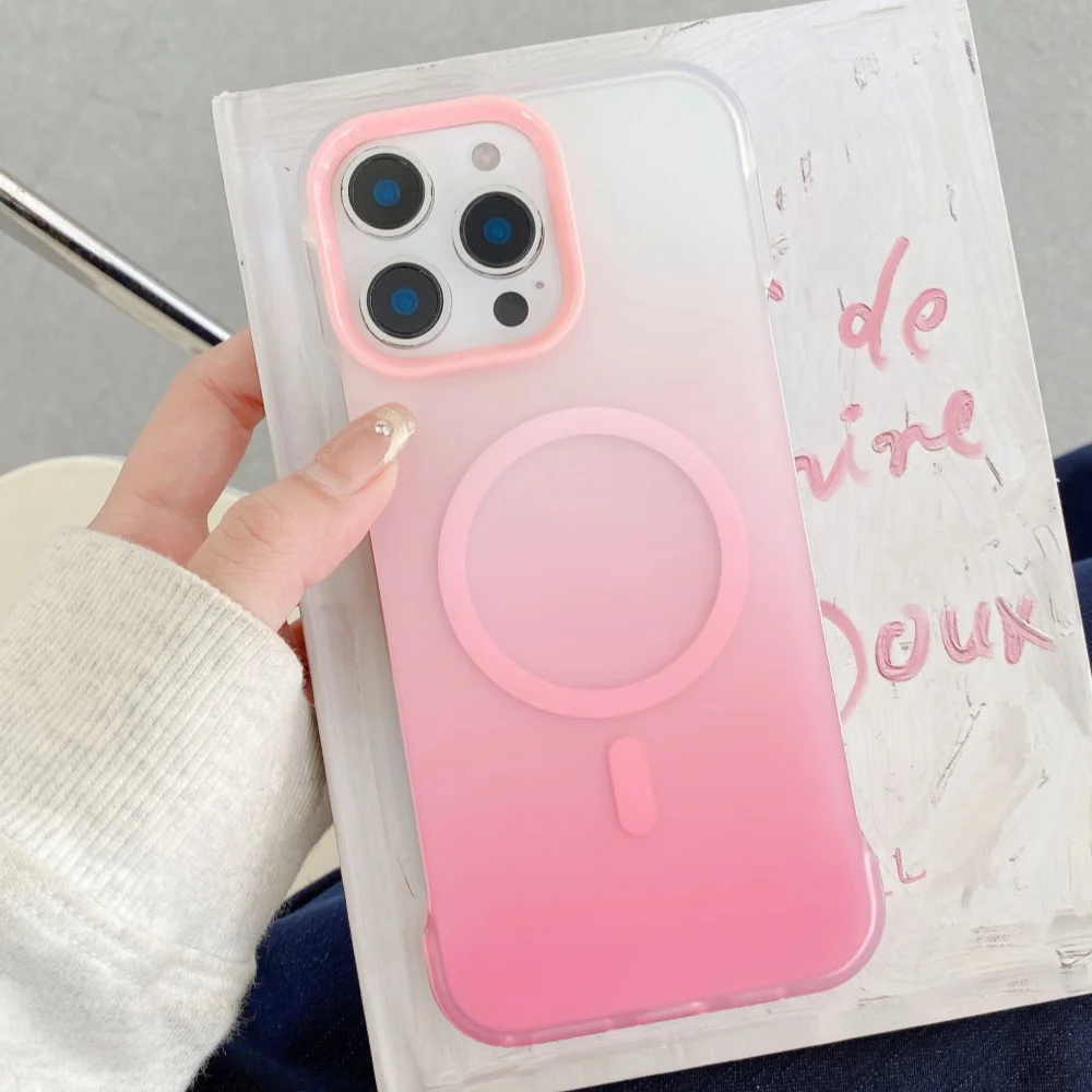 

Original For Magsafe Frameless Magnetic Case For iPhone 16 15 11 12 13 14 Pro Max Ultra Thin Solid Color Matte Borderless Cover