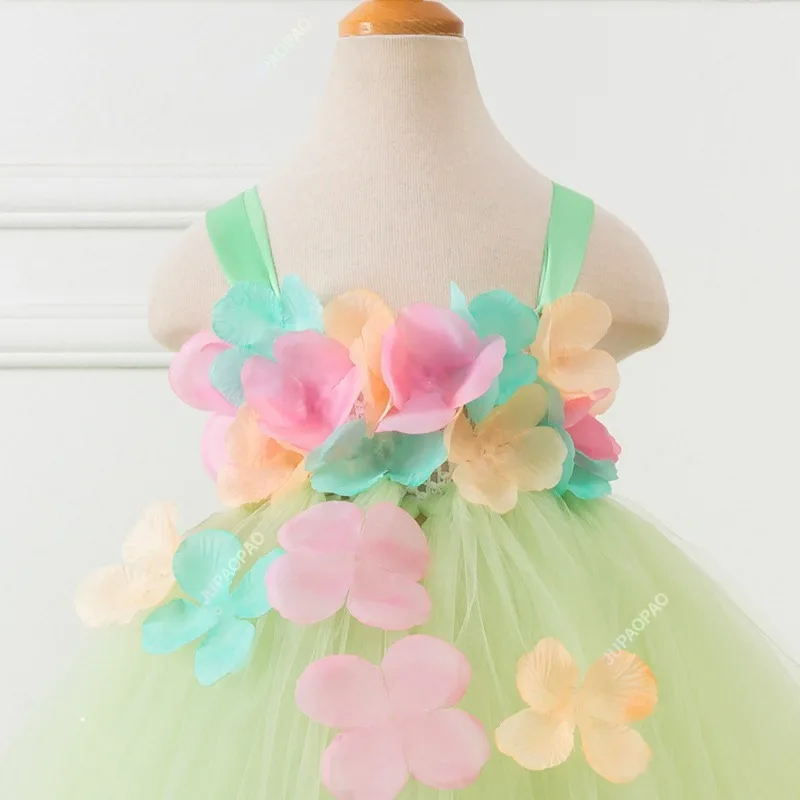 Flower Girl Tutu Dress for Wedding Pageant Long Dresses for Girls Princess Flowers Costume Kids Girl Carnival Birthday Gifts