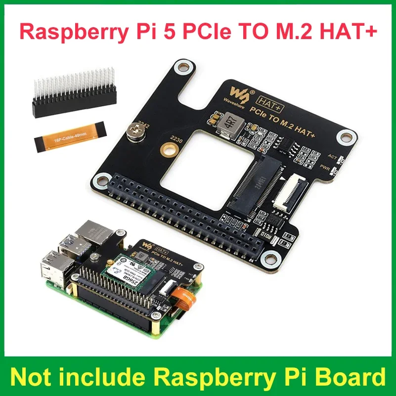 Плата расширения Raspberry Pi 5 PCIe to M.2 HAT GPIO с поддержкой протокола жесткого диска NVMe для Raspberry Pi 5