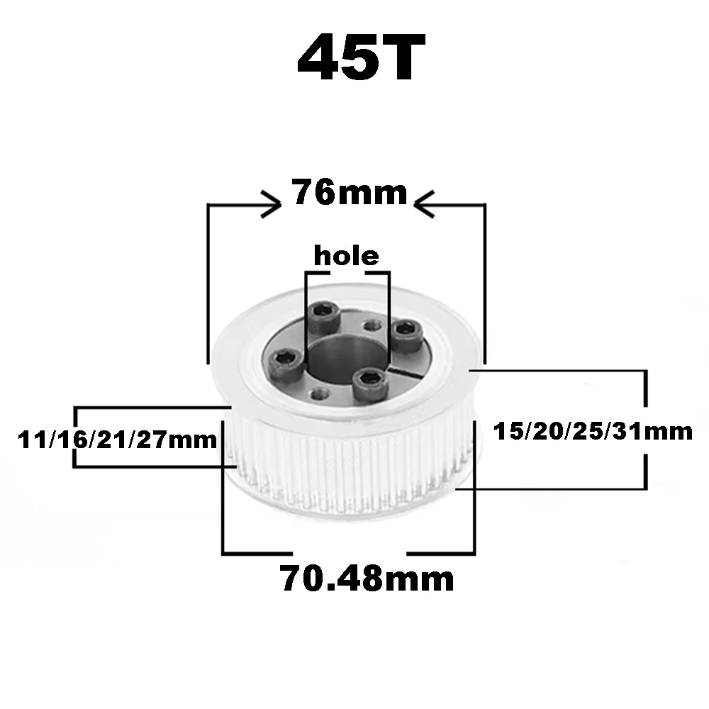 45T 46T 48Teeth HTD 5M Timing Pulley Keyless Bushing Bore 5/6/6.35/8-32 mm 5M Synchronous Wheel For Belt Width 10/15/20/25mm