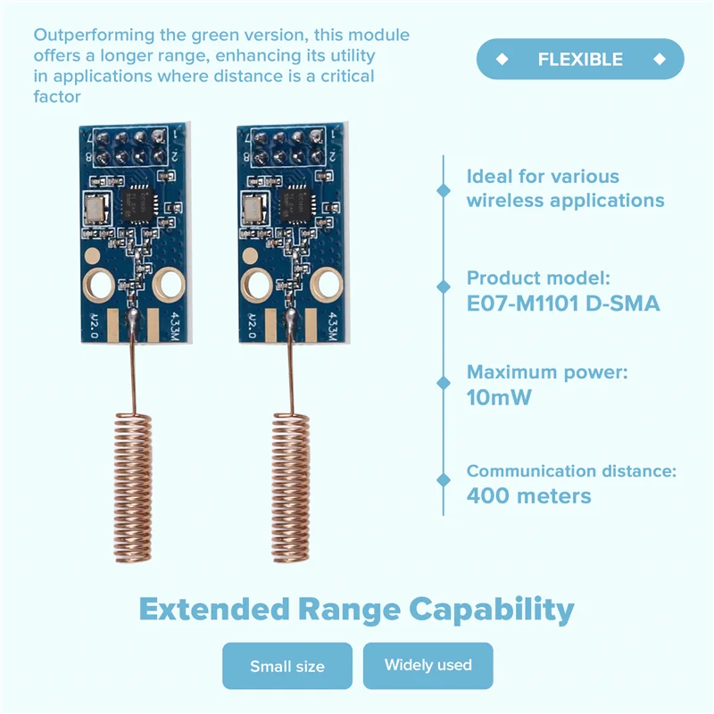 Excellent-2Pcs CC1101 Wireless Module 433Mhz Distance Transmission Board Wireless Transceiver Module