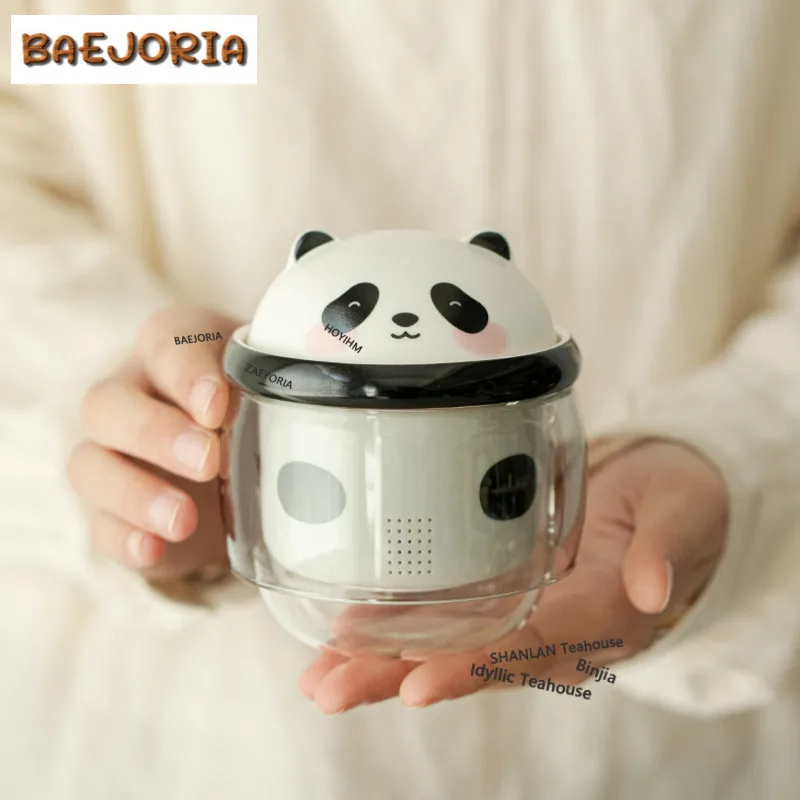 220ml Cute Panda Tea-water Separation Cup Filter Tea Separator Cup Boutique Tea Mug With Infuser Tea Maker Office Water Cup Gift