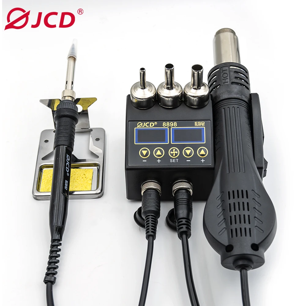 JCD 8898 2in1 Soldering Station LCD Digital Display Hot Air Gun Welding Rework Cell-Phone BGA IC Repair Solder Iron Tools 750W