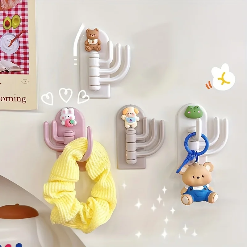 3-in-1 Starker Klebehaken mit Cartoon-Motiv, Mehrzweck-Schlüssel- und Handtuchhaken für das Badezimmer
