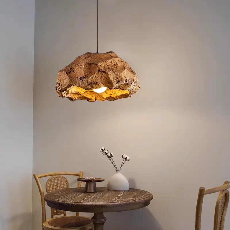 Nordic Wabi Sabi Creative Stone E27 Pendant Lights Modern Lustre Home Decor Ceiling Chandelier