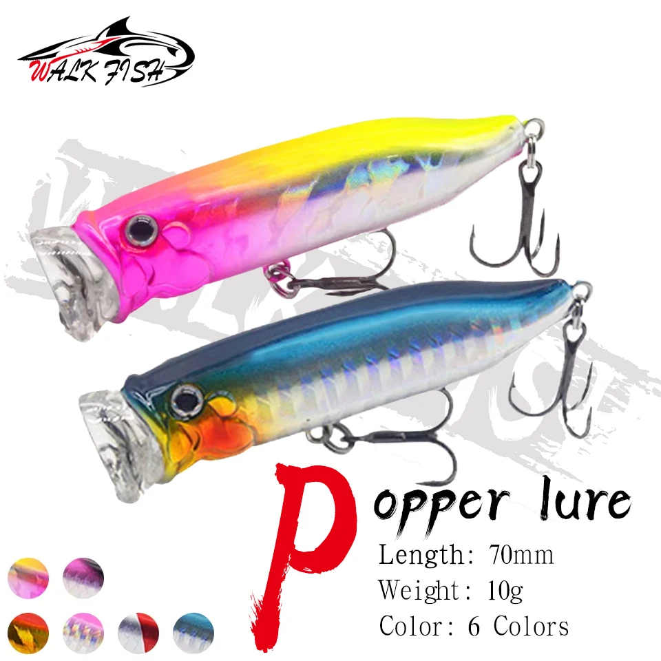 WALK FISH 7 cm 10 g Popper-Köder, Topwater-Köder, Süßwasser-Basswelle, Simulation, Angeln, harter künstlicher Köder, Wobbler, Oberflächenköder