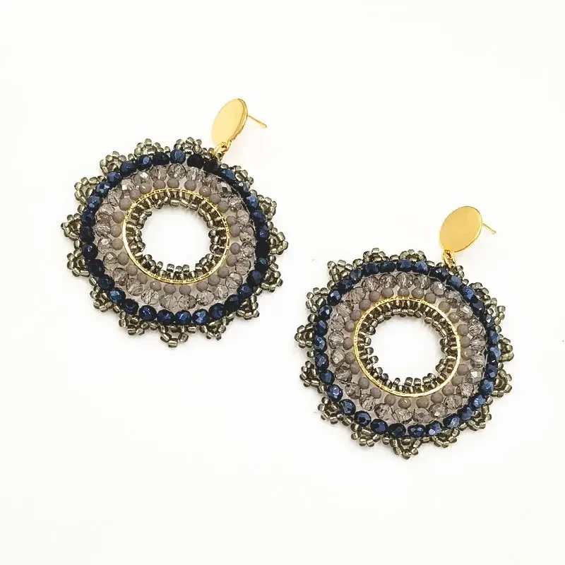 

Roundness Hollow Out Originality Retro Tide Hand Knitting Bohemia Simple 2025 Handmade Beaded Earrings