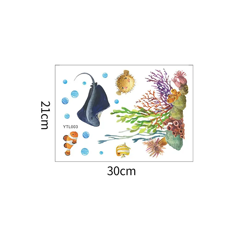 Glow in Dark Toilet Stickers Undersea Animal Fish Coral Waterproof WC Toilet Lid Decal Cartoon Funny Toilet Cover Sticker
