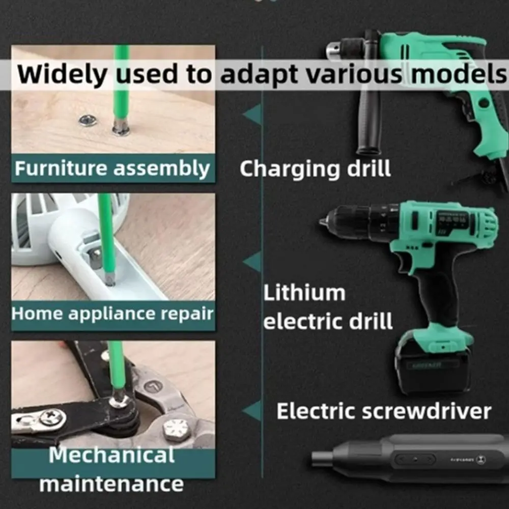 

6 шт., набор сверл для сильной магнитной отвертки, 25-150 мм, крестовая отвертка PH2, противоскользящая магнитная пакетная головка