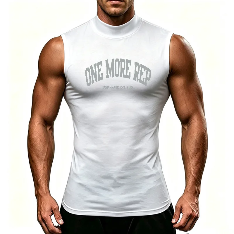 Men's Quick-Dry Running T-Shirts Sleeveless High Neck Moisture Wicking Tank Top Gym Workout Athletic Compression Training Tee