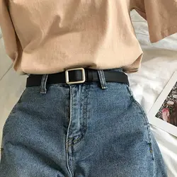 1 PC Fashion Women Belt Non-porous Square Buckle Jeans Black Belt Camping Vintage Strap Female Waistband Apparel Accessories