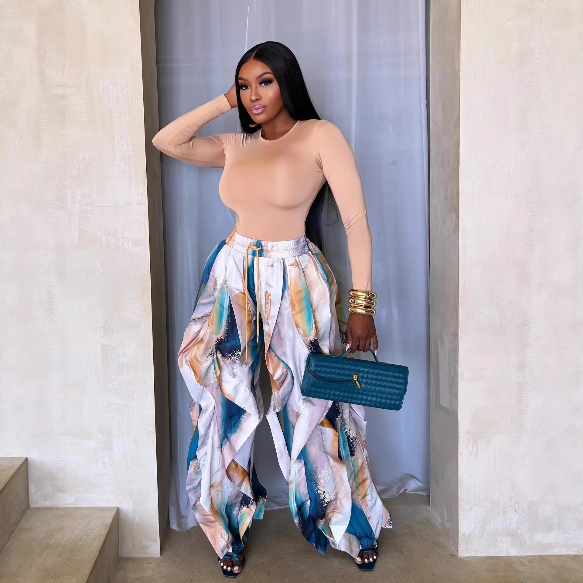 

2026 Summer New Women's Tie Dye Print High Waist Loose Comfortable Casual Wide Leg Daily Wear Commuter Versatile Slimming Pants