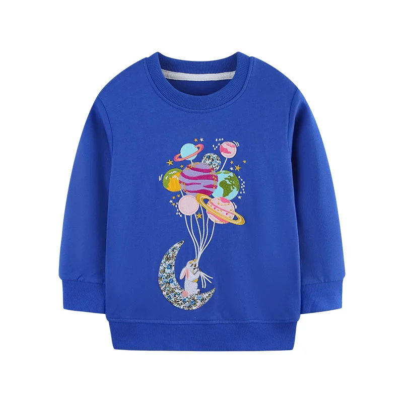 

Jumping Meters 2-7T Blue Girl Sweatshirts Long Sleeve Children Baby Clothing Toddler Hooded Shirts Costume Kids Shirts
