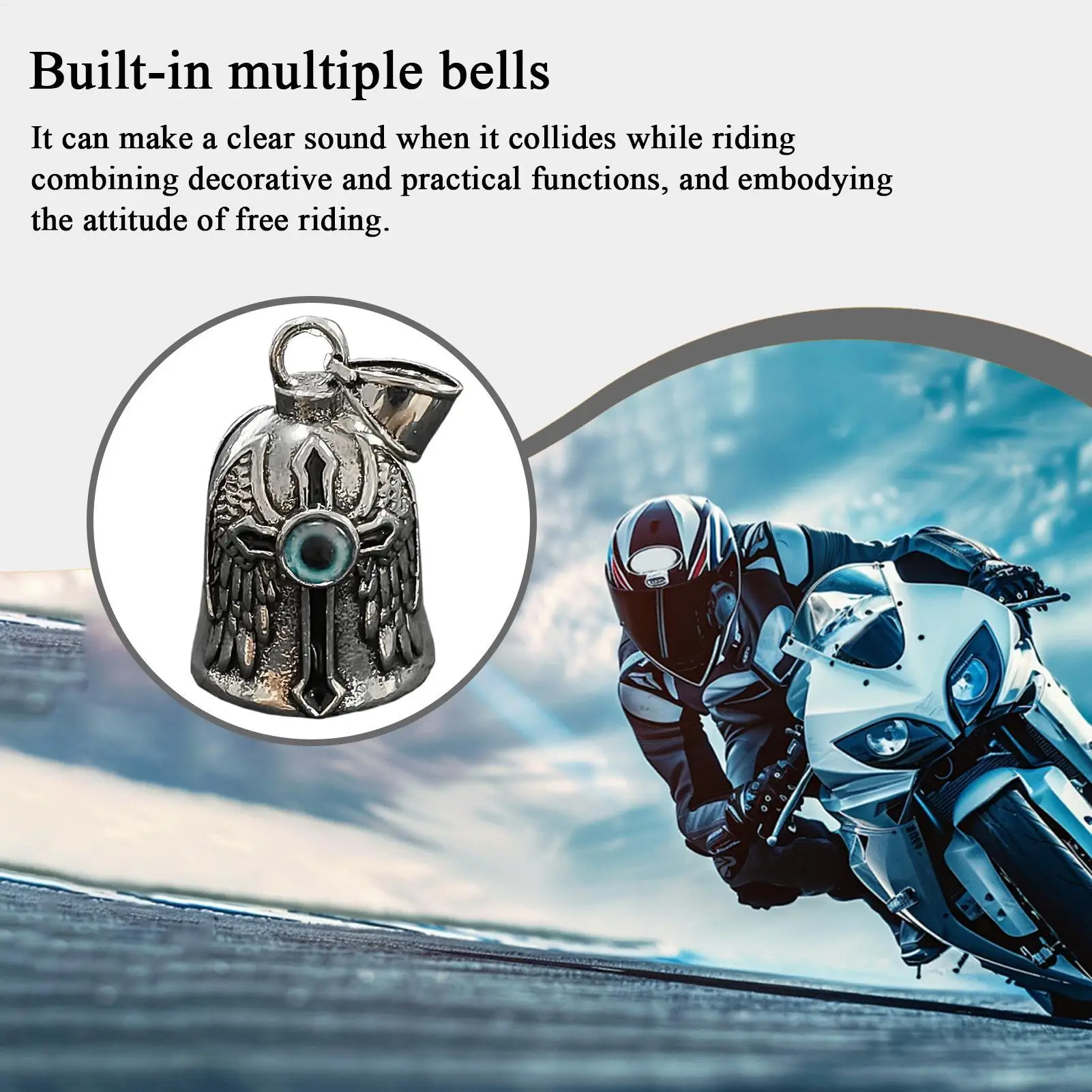 

Cycling Bells For Motorcycles Single Eye Motorcycle Luck Bell Decor Punk Art Alloy Ornament Riding Protective Accessory For