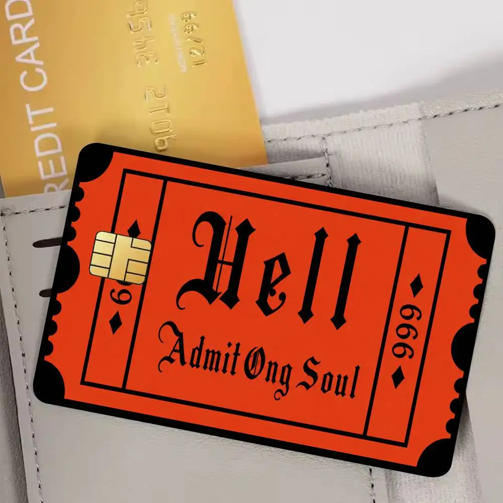 Hell Admit One Soul Bank Credit Cards Bus Pass Stickers Cool Decoration Waterproof 4PCS Card