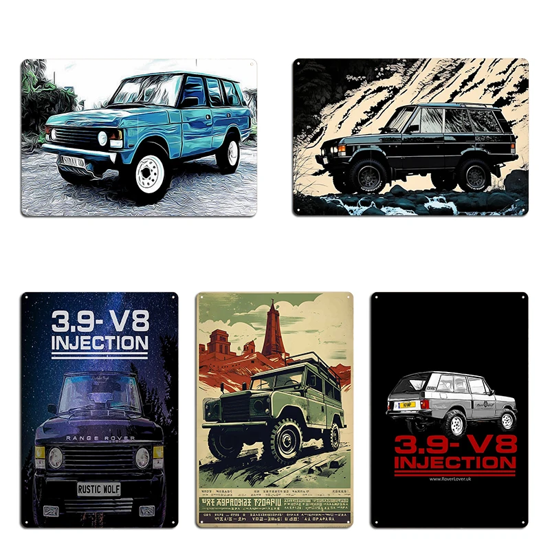 Range Rover Classic Car Bw Diecast Classic British 3.9 injection V8 injection RR Metal Plaque Garage Decoration Tin Sign Poster