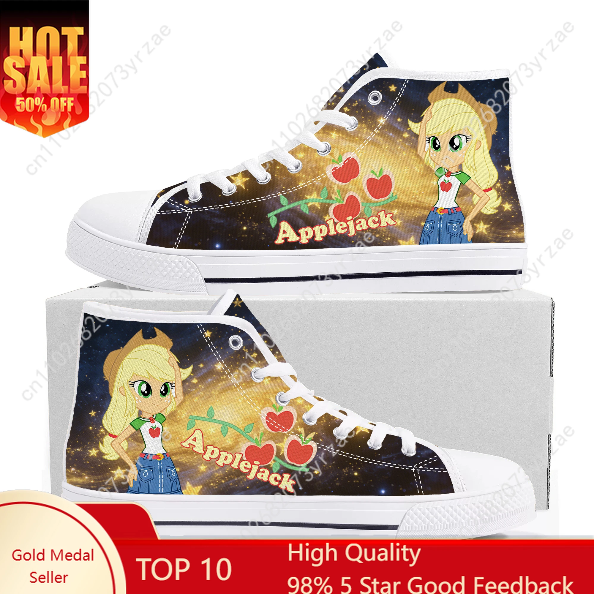 

Applejack High Top Shoes Man Woman Yellow Sneakers My Little Pony Friendship Is Magic Fashion Shoe Custom Footwear