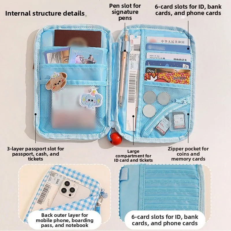 Travel Multi-Functional Passport Wallet Integrated Storage Bag Boarding Personal Bag Card Holder Document Organizer view 3