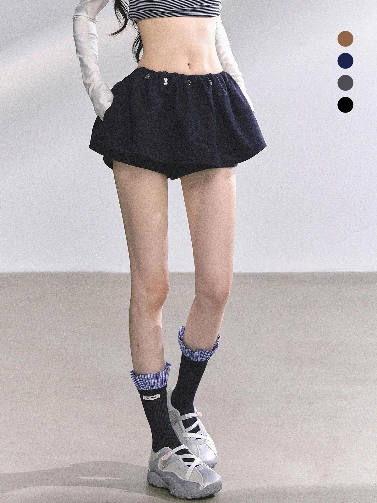 

AOMALM Американская шерстяная юбка А-силуэта для женщин, весенне-осенняя, модная, с дизайнерским карманом, из полиэстера