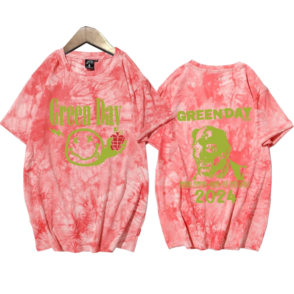 2024 Saviors Green Day Tie Dye Shirts Unisex Round Neck Short Sleeve T-Shirt