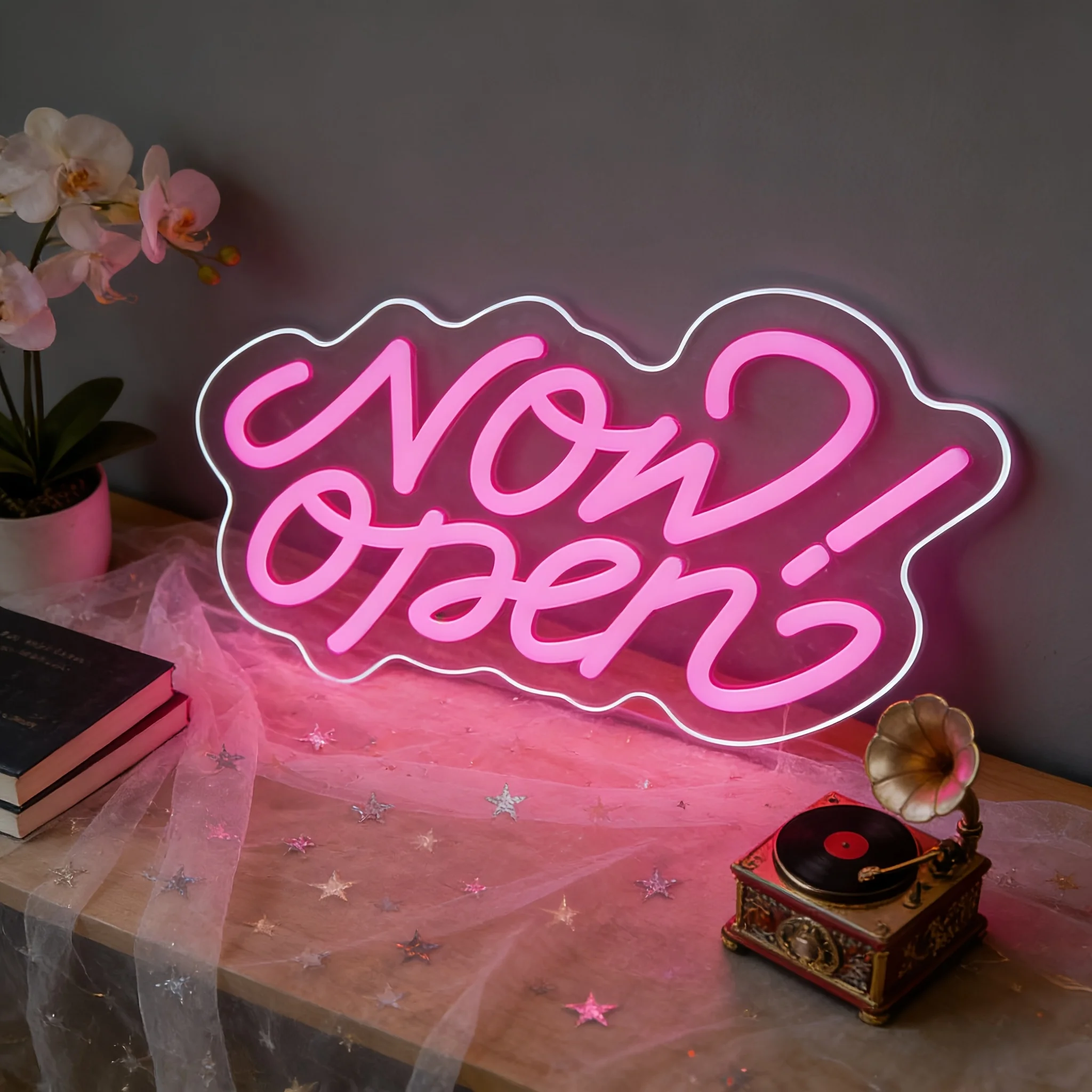 Now Open Neon Sign Pink LED Wall Art USB Powered Acrylic Business Store Window Beauty Salon Cafe Decor Opening Gift Idea