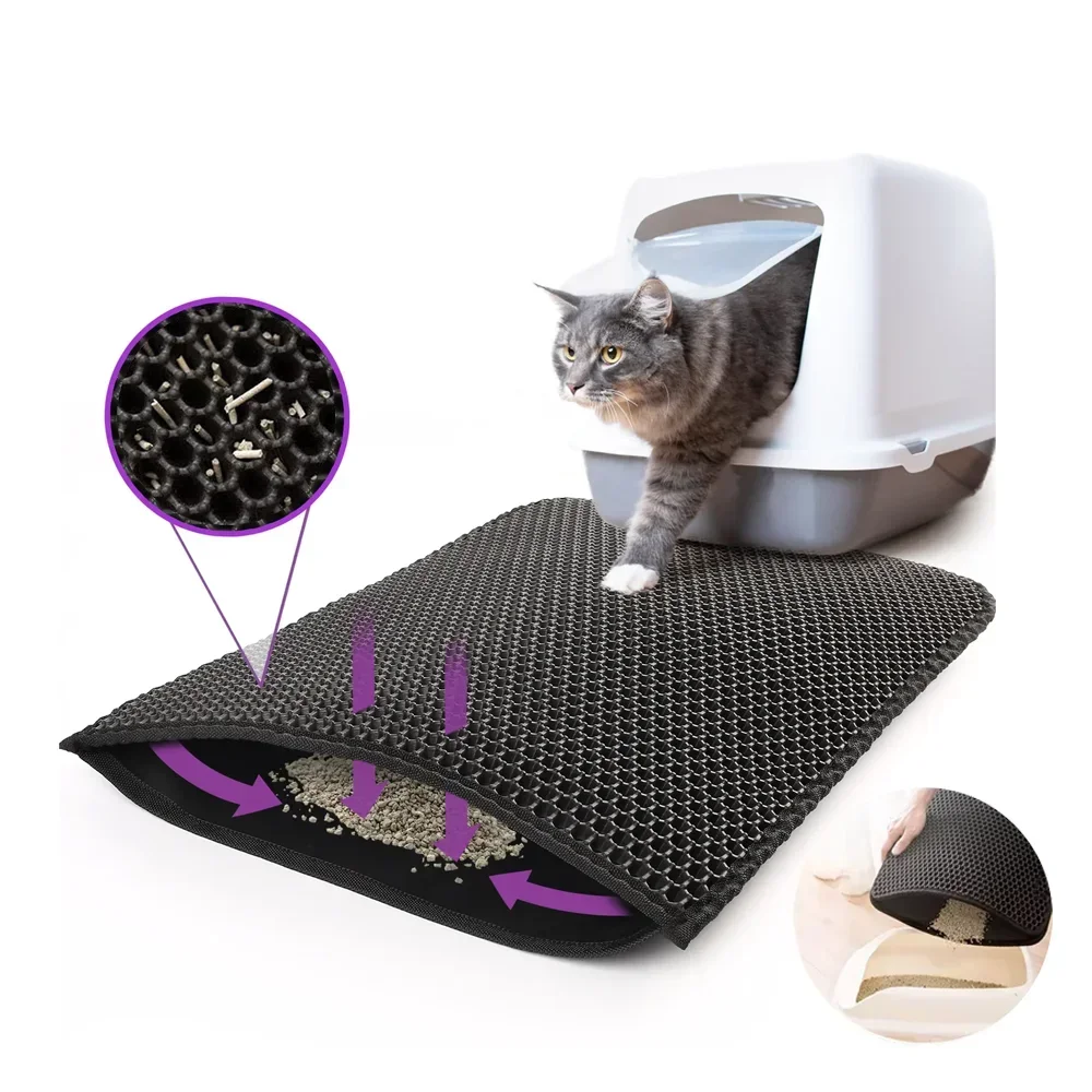 Waterproof EVA Double Layer Cat Litter Box Mat Non-slip Sand Cat Pad Washable Bed Mat Clean Pad Matunder The Cat Litter Box