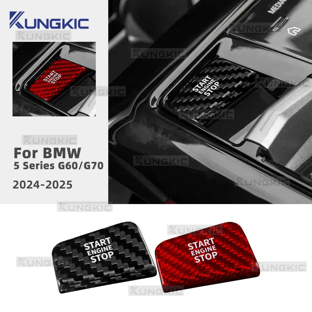 

Hard Dry Carbon Fiber For BMW 5 7 Series G60 G70 2024 2025 LHD Engine Start Stop Push Button Cover Ignition Decoration Accessory
