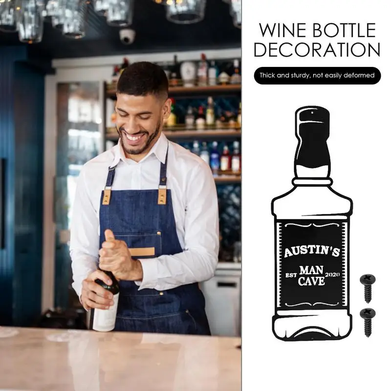 Seni logam kaca anggur hitam Modern botol anggur seni dinding botol anggur tanda Bar dekorasi alat peraga untuk ruang tamu Bar dapur