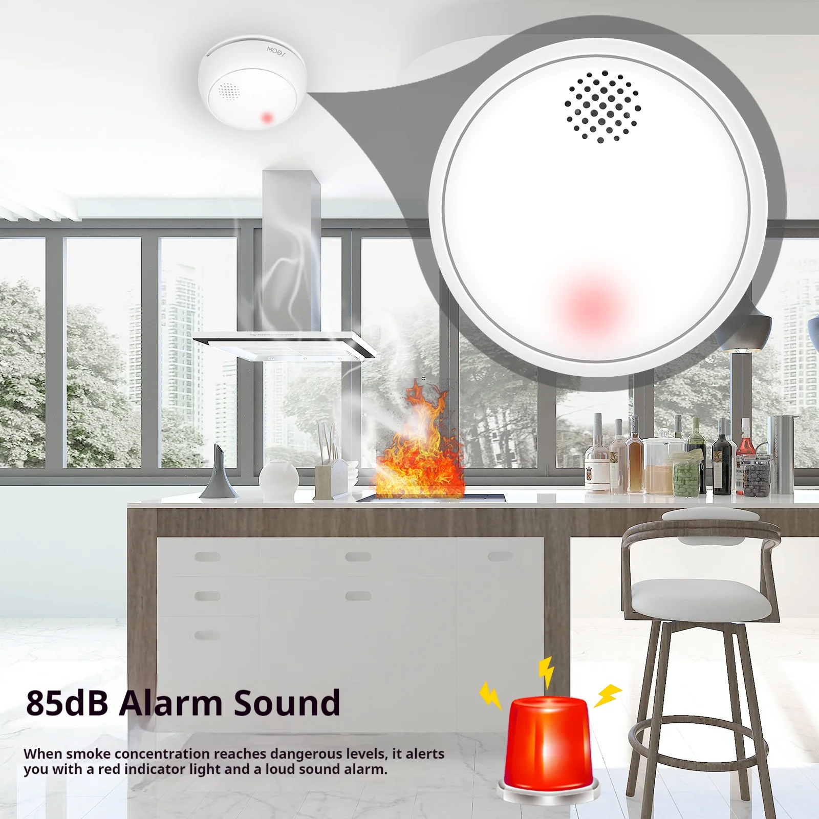 

Tuya ZigBee Smart Smoke Alarm – Wireless Home Fire Detector with App Alerts