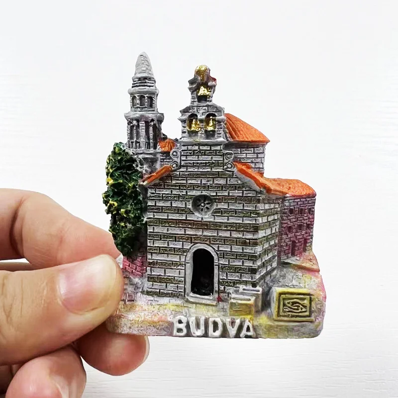 

Republic of Montenegro Budva Tourist Souvenir 3D Hand-painted Landmark Church Decoration Magnet Fridge Sticker