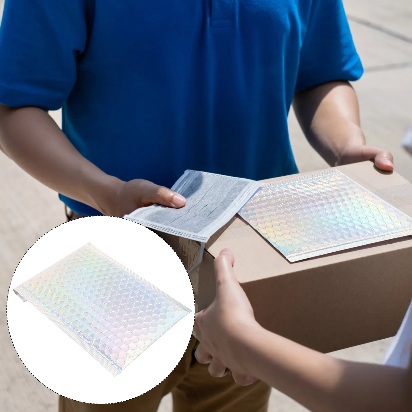 

20Pcs Rainbow Bubble Mailer Bags Waterproof Shock Absorbing Soft Touch Surface Ideal for Handwriting Labeling Stamping Express