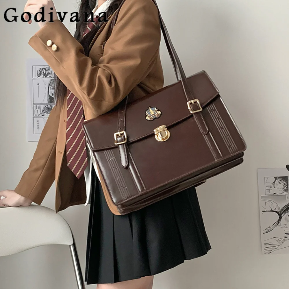 Japanese JK Uniform Crossbody Bags Preppy Style Schoolbag Leisure Commute Women's Handbag Messenger Bag Black Backpack