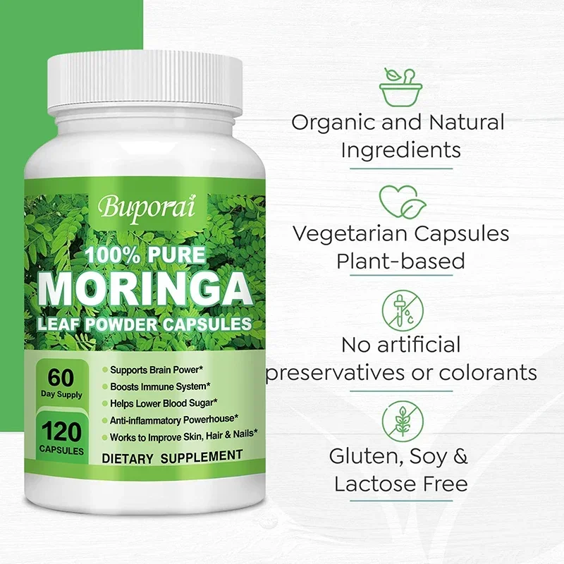 كبسولات مورينجا 1200 مجم - تدعم الجهاز المناعي والتمثيل الغذائي والطاقة وصحة الدماغ